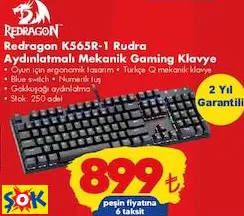 REDRAGON K565R-1 RUDRA AYDINLATMALI MEKANİK GAMİNG OYUNCU KLAVYE
